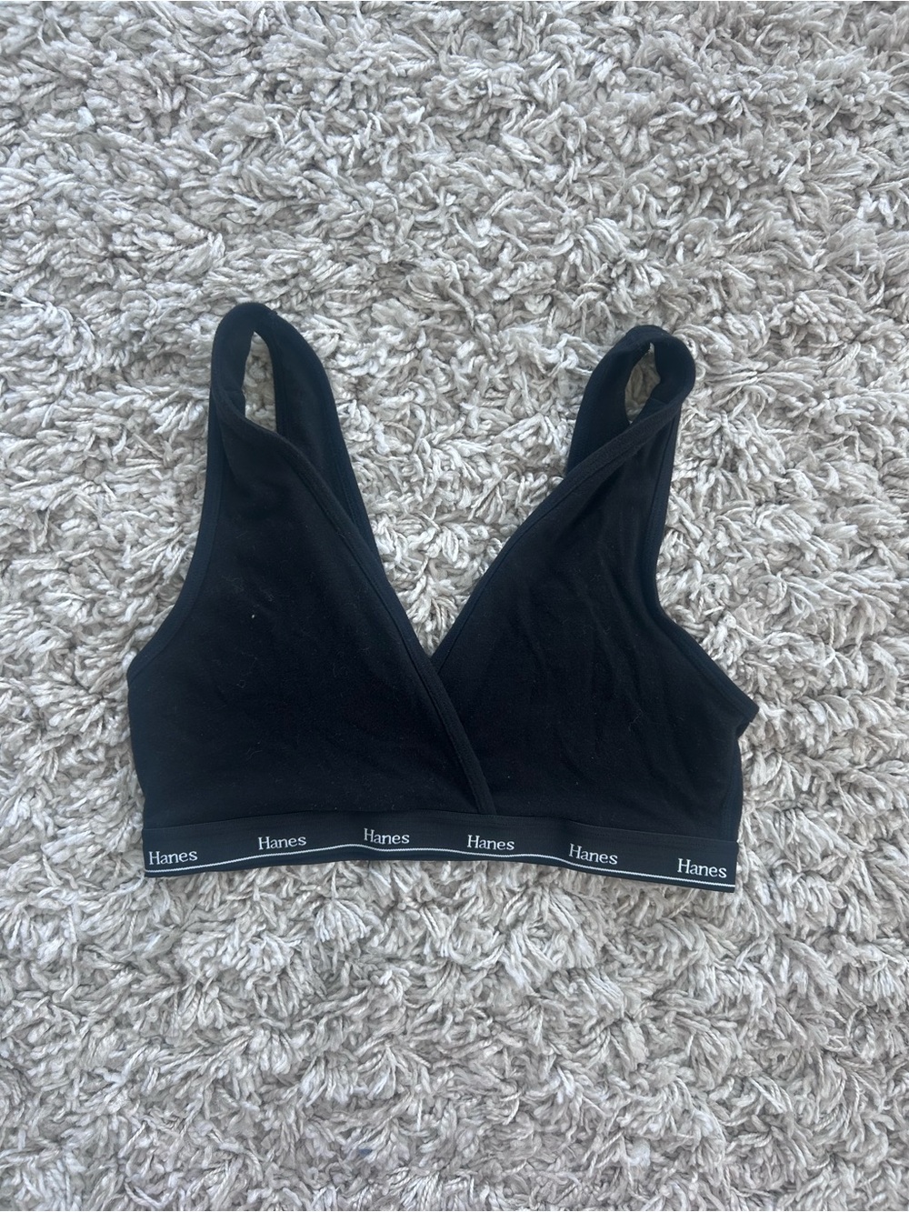 Hanes Black Bralette with White Logo Bandi